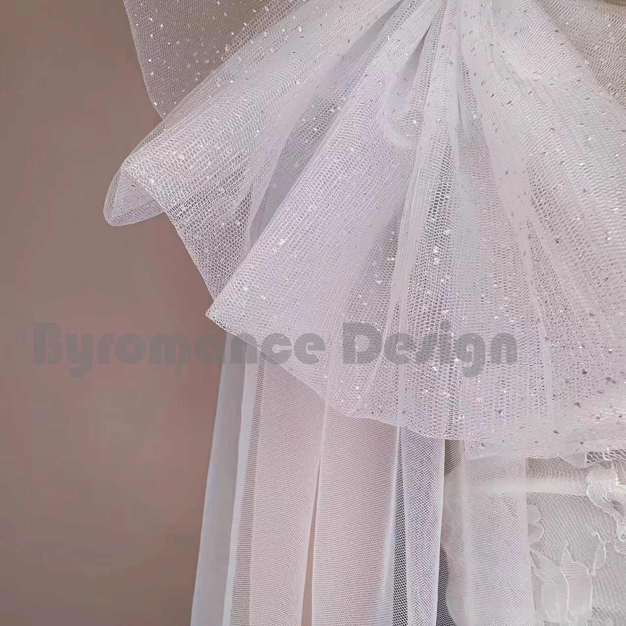 glitter tulle flower long off shoulder removable bridal wedding sleeves