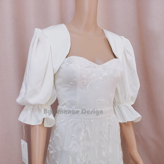 EMALZBY chiffon nacked back wedding cape ,wedding sleeves for bridal