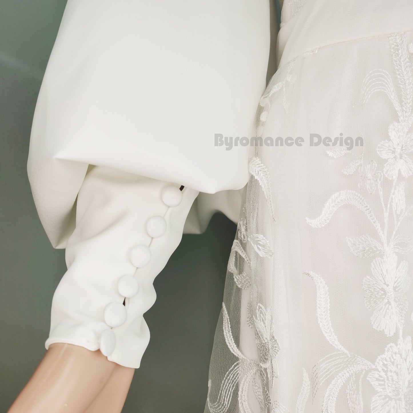 Long off shoulder chiffon wedding dress sleeve