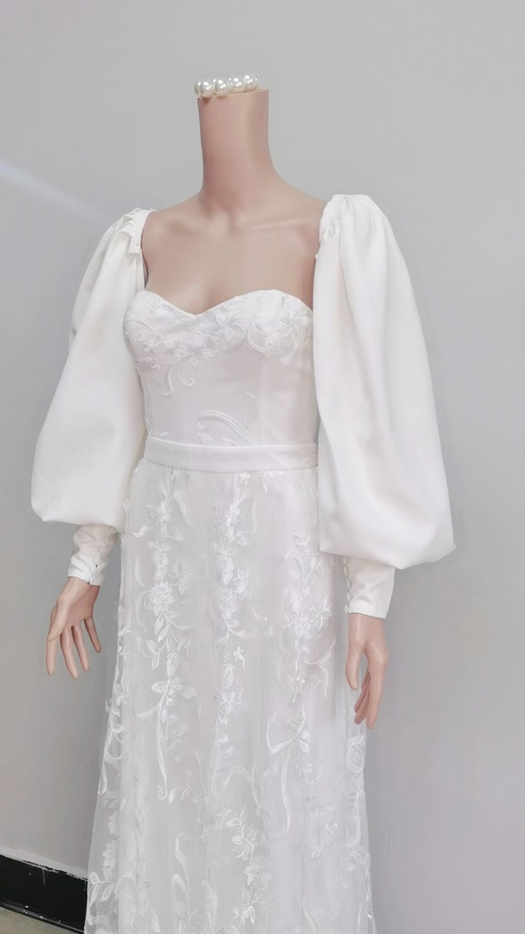 Long off shoulder chiffon wedding dress sleeve
