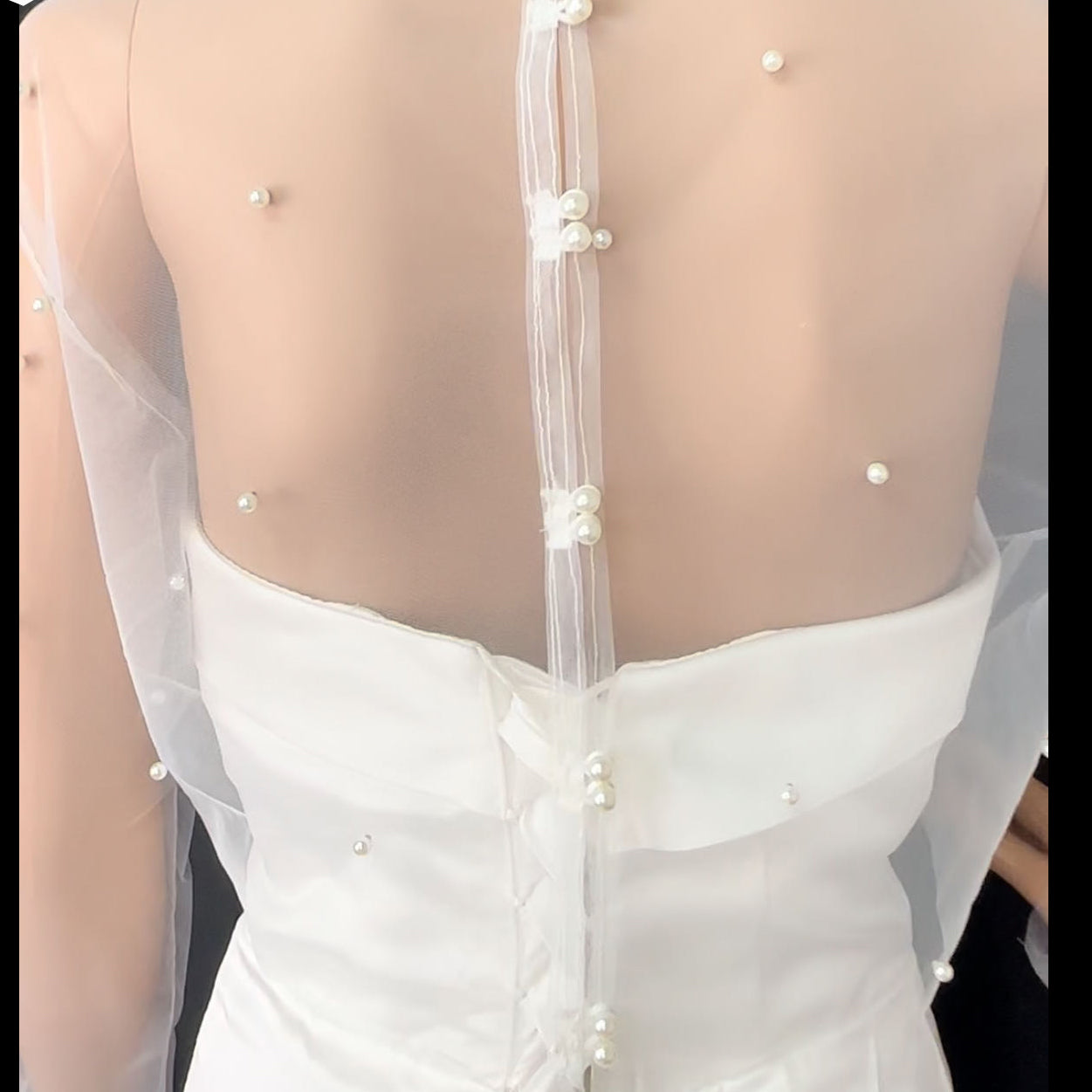 Handmade pearl bridal gown topper