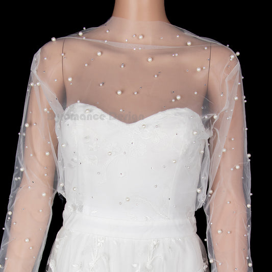 Handmade pearl bridal gown bolero