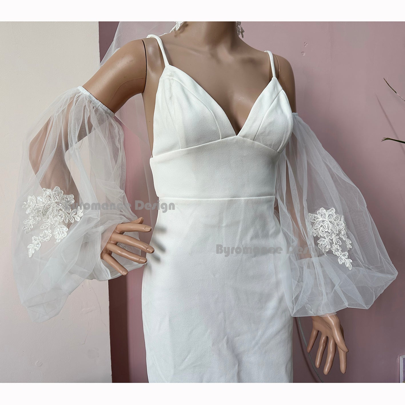 Long puff  bridal removable sleeves for bridal wedding day BYRD06