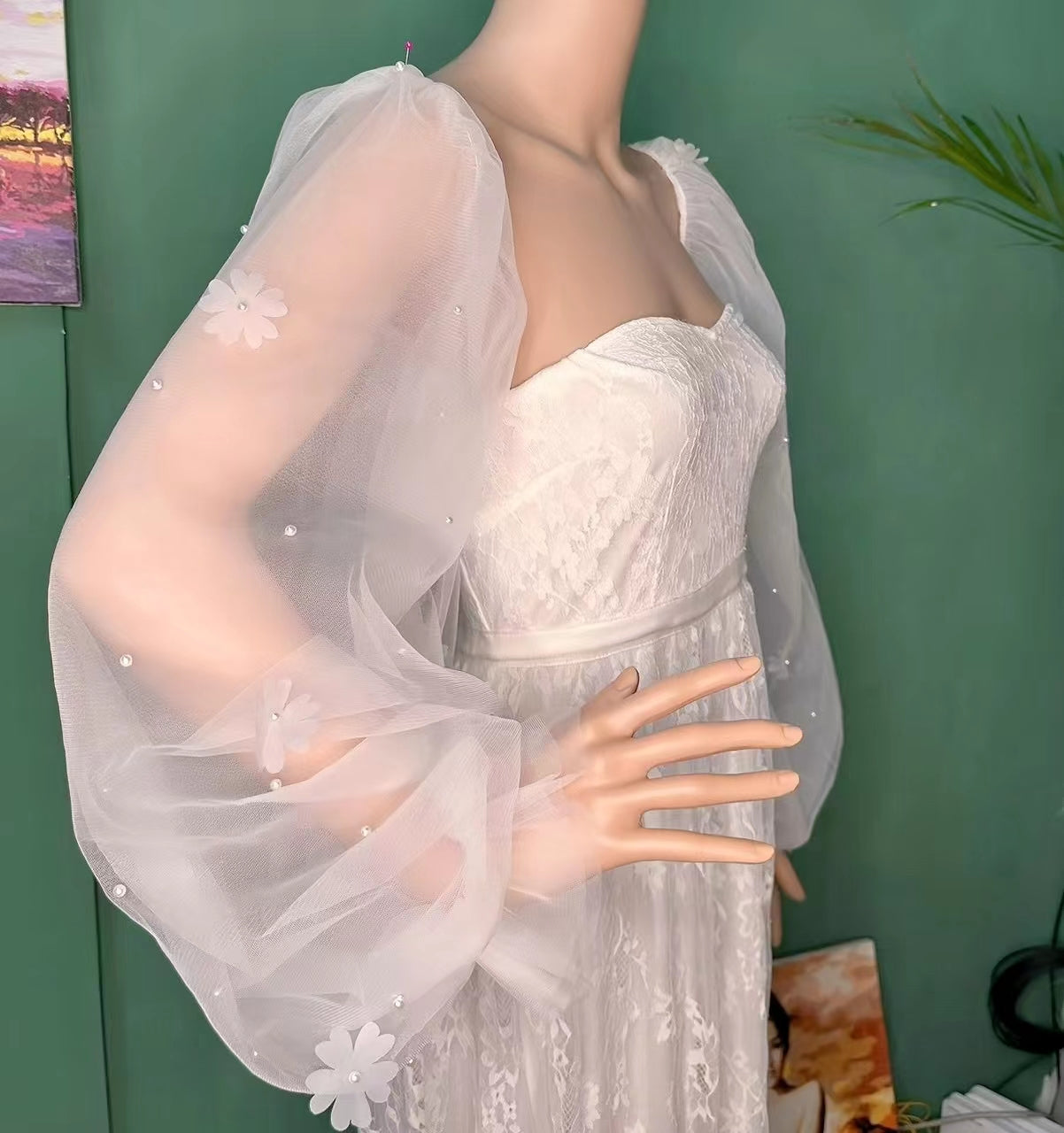 Long puff shoulder houlder detachable  wedding sleevesBYRD09