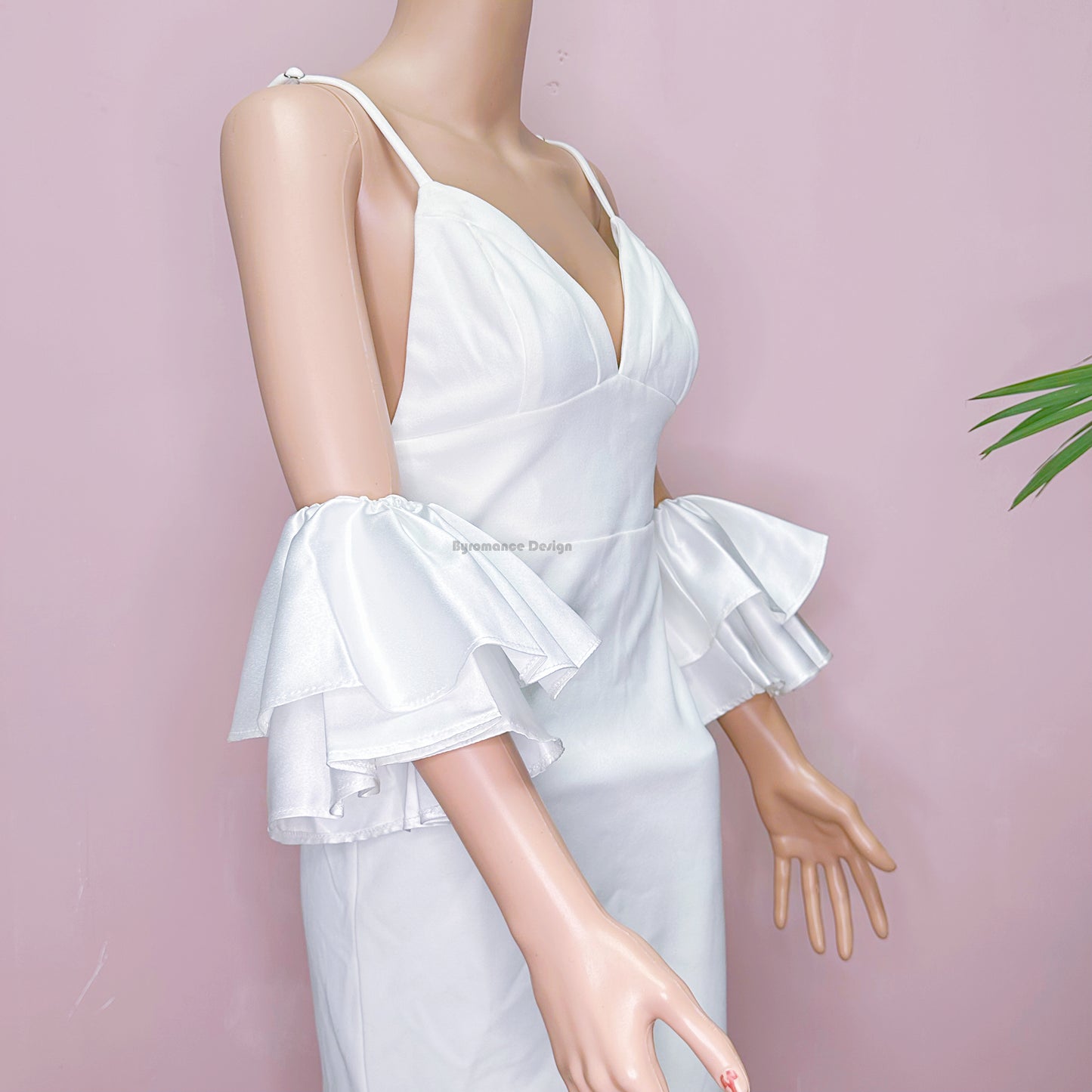 Satin flouncing bouffancy two layer customized bridal wedding sleeves