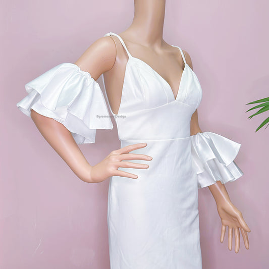 Satin flouncing bouffancy two layer customized bridal wedding sleeves