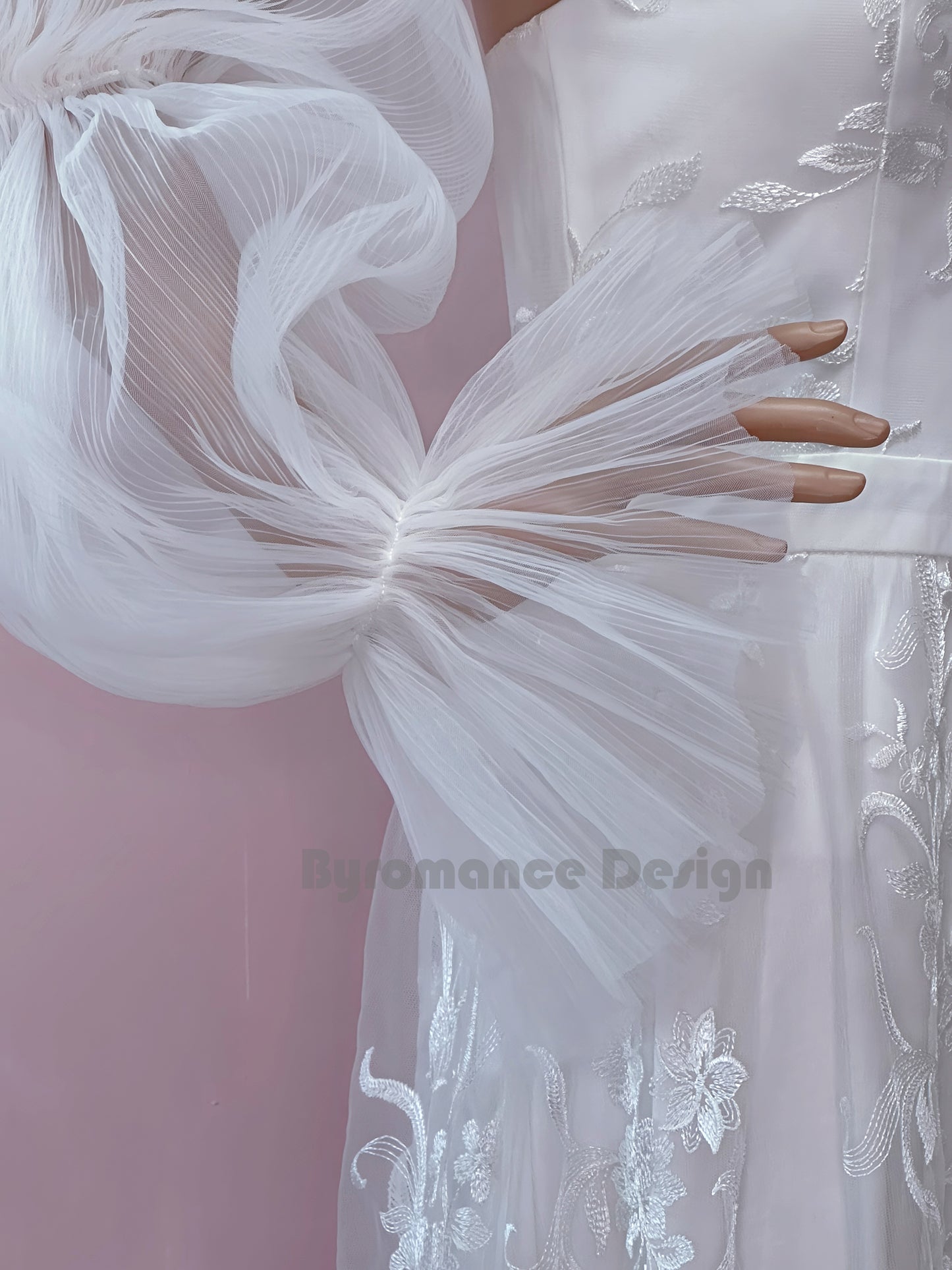 Long puffy four Ring off shoulder detachable wedding sleeves