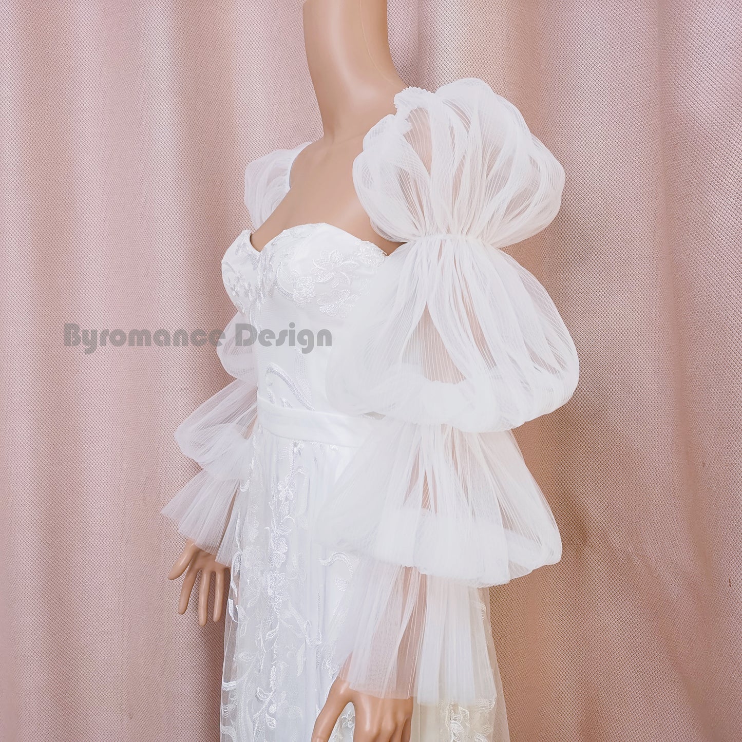Long puffy four Ring off shoulder detachable wedding sleeves