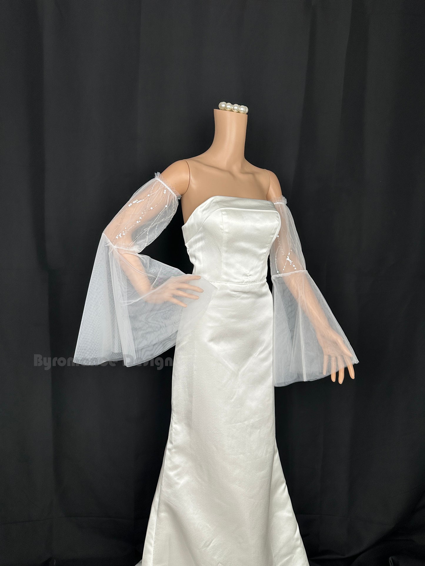Sheer tulle detach wedding sleeve,  spark glitter  bridal sleeve