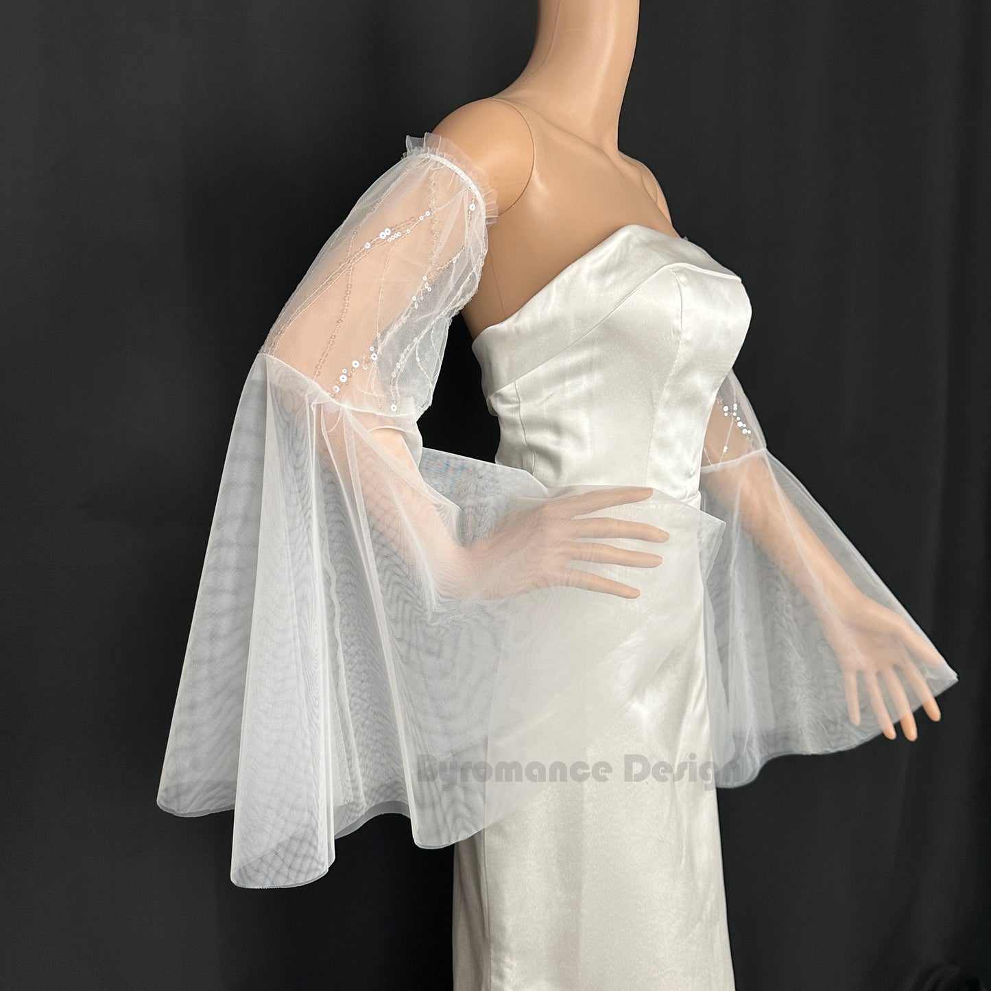Sheer tulle detach wedding sleeve,  spark glitter  bridal sleeve