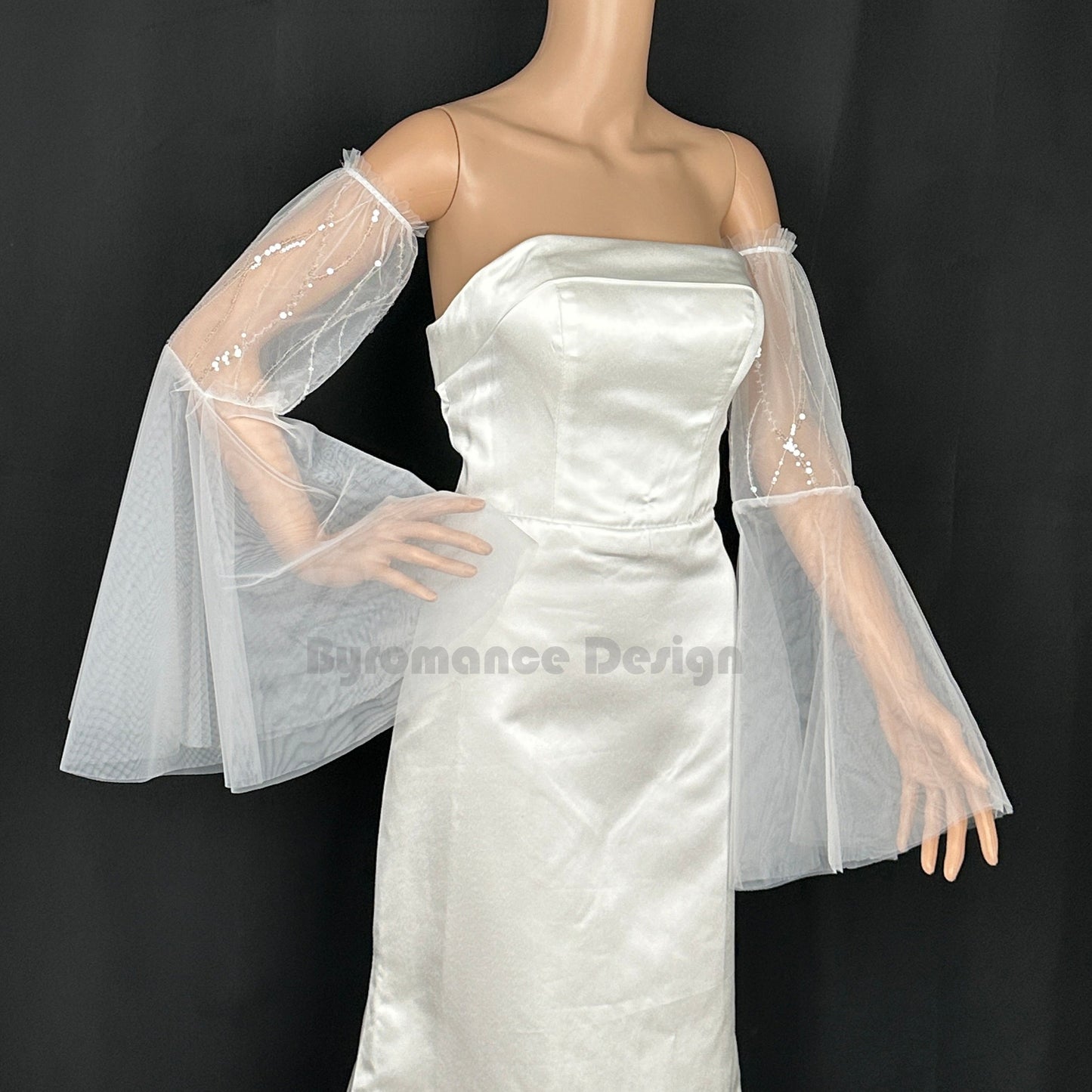 Sheer tulle detach wedding sleeve,  spark glitter  bridal sleeve