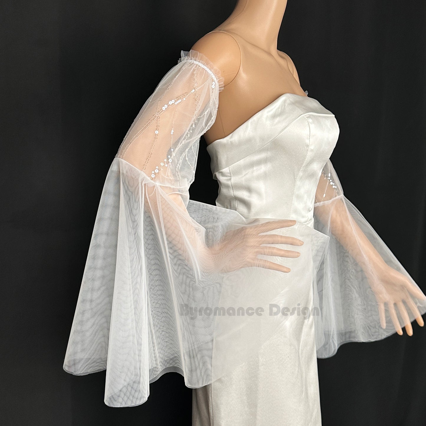 Sheer tulle detach wedding sleeve,  spark glitter  bridal sleeve