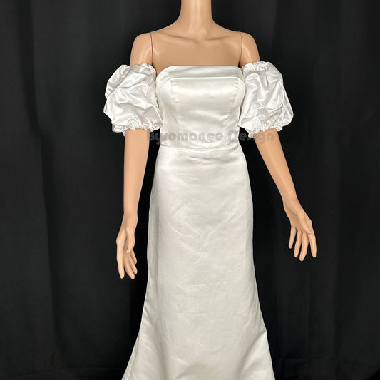 EMALZBY Customized satin small puffy ball wedding sleeve,short detachable wedding sleeves BYRD13