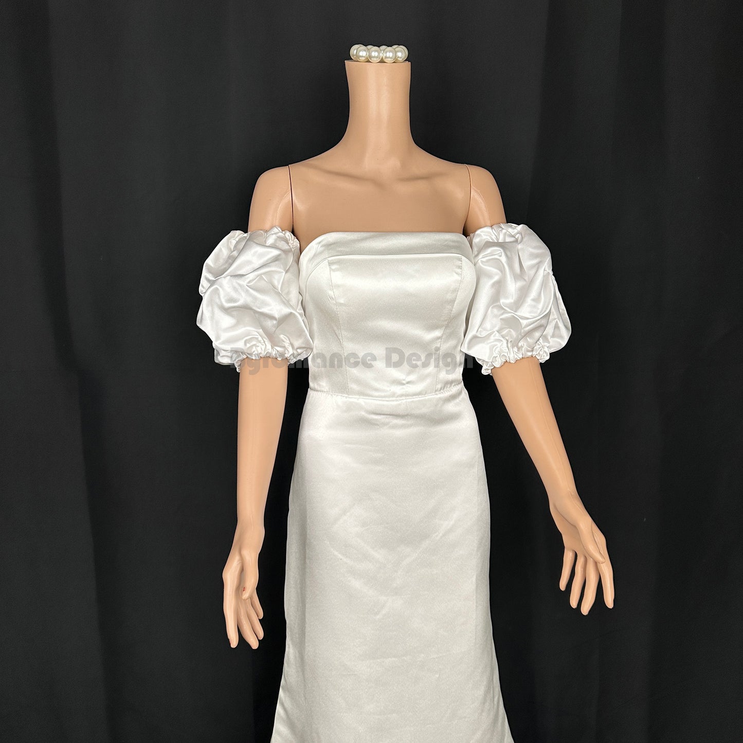 EMALZBY Customized satin small puffy ball wedding sleeve,short detachable wedding sleeves BYRD13