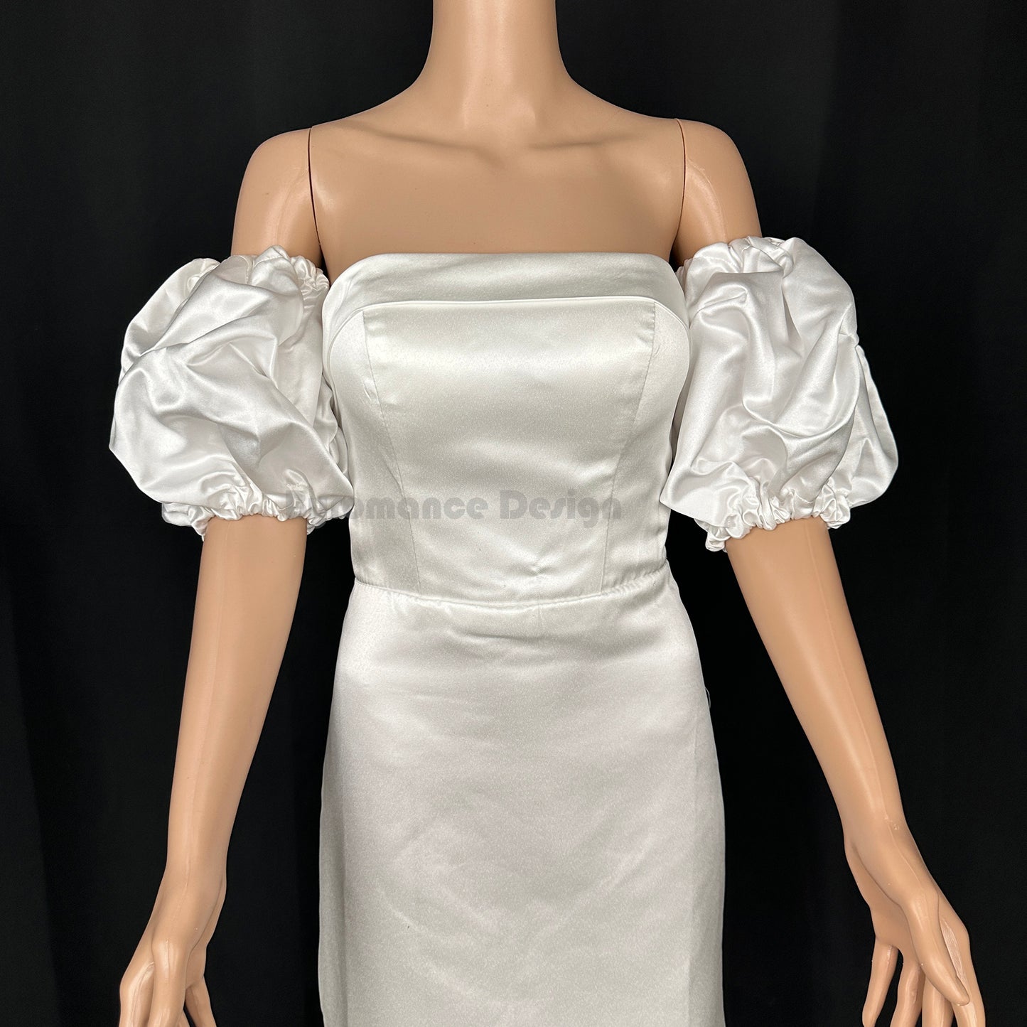 EMALZBY Customized satin small puffy ball wedding sleeve,short detachable wedding sleeves BYRD13