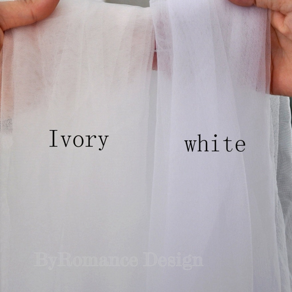 EMALZBY Customized pearl-tulle Top,wedding dress topper BYRDVG75A03
