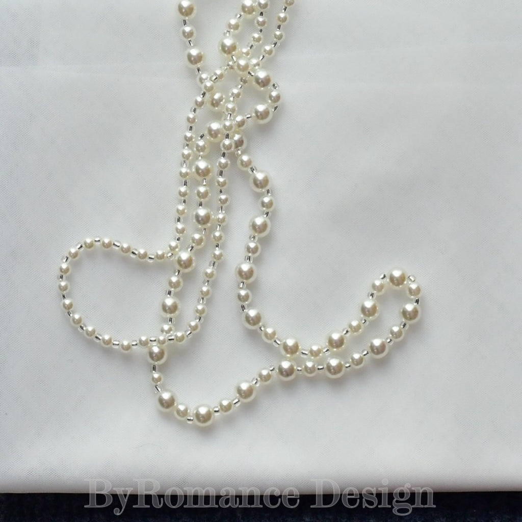 pearl chain ornament long wedding dress cap ,tulle cape