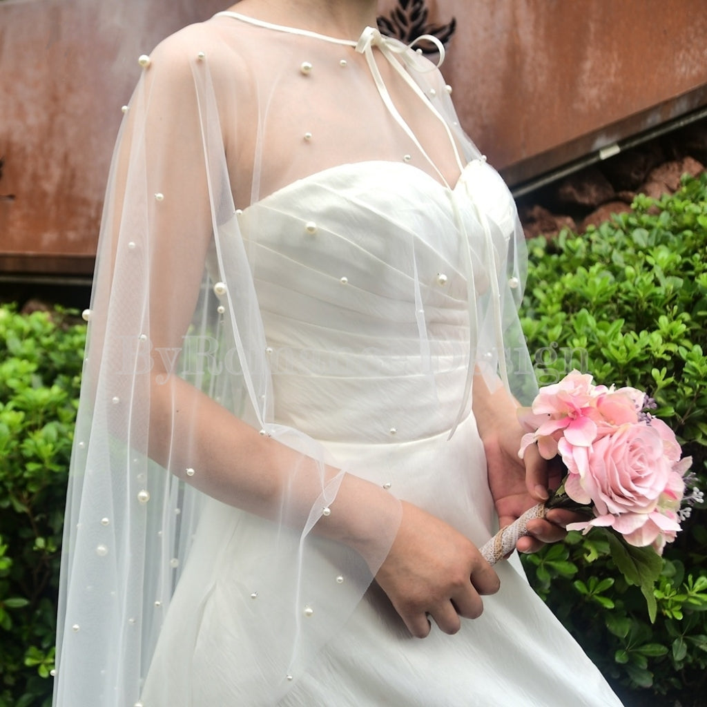 Wedding veil, dress topper ,pearl up top