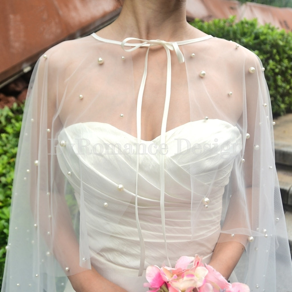 Wedding veil, dress topper ,pearl up top