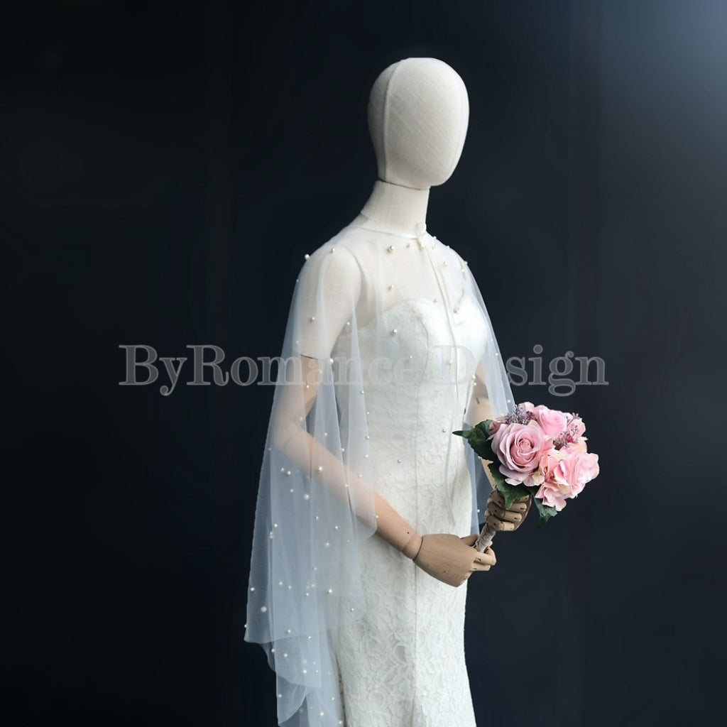 Wedding veil, dress topper ,pearl up top