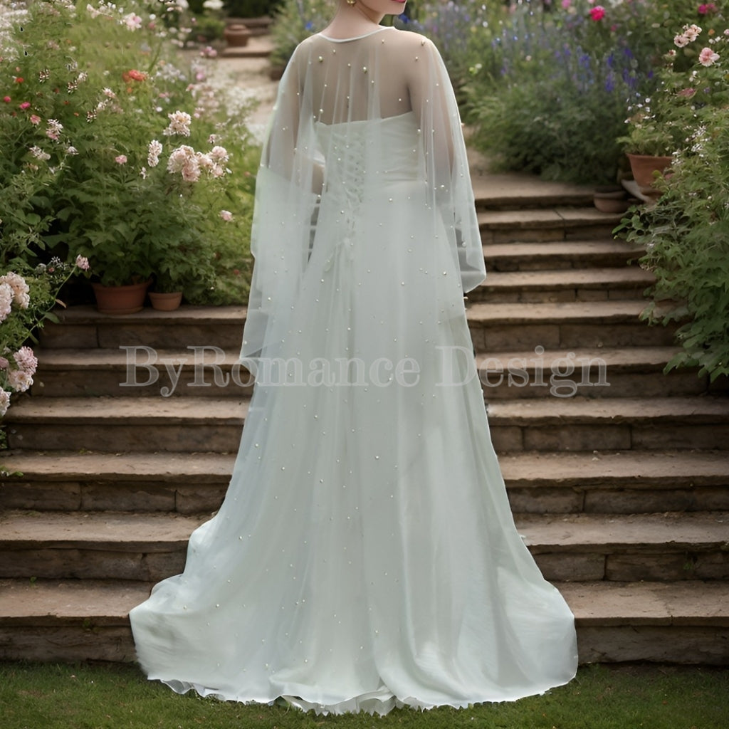 Wedding veil, dress topper ,pearl up top