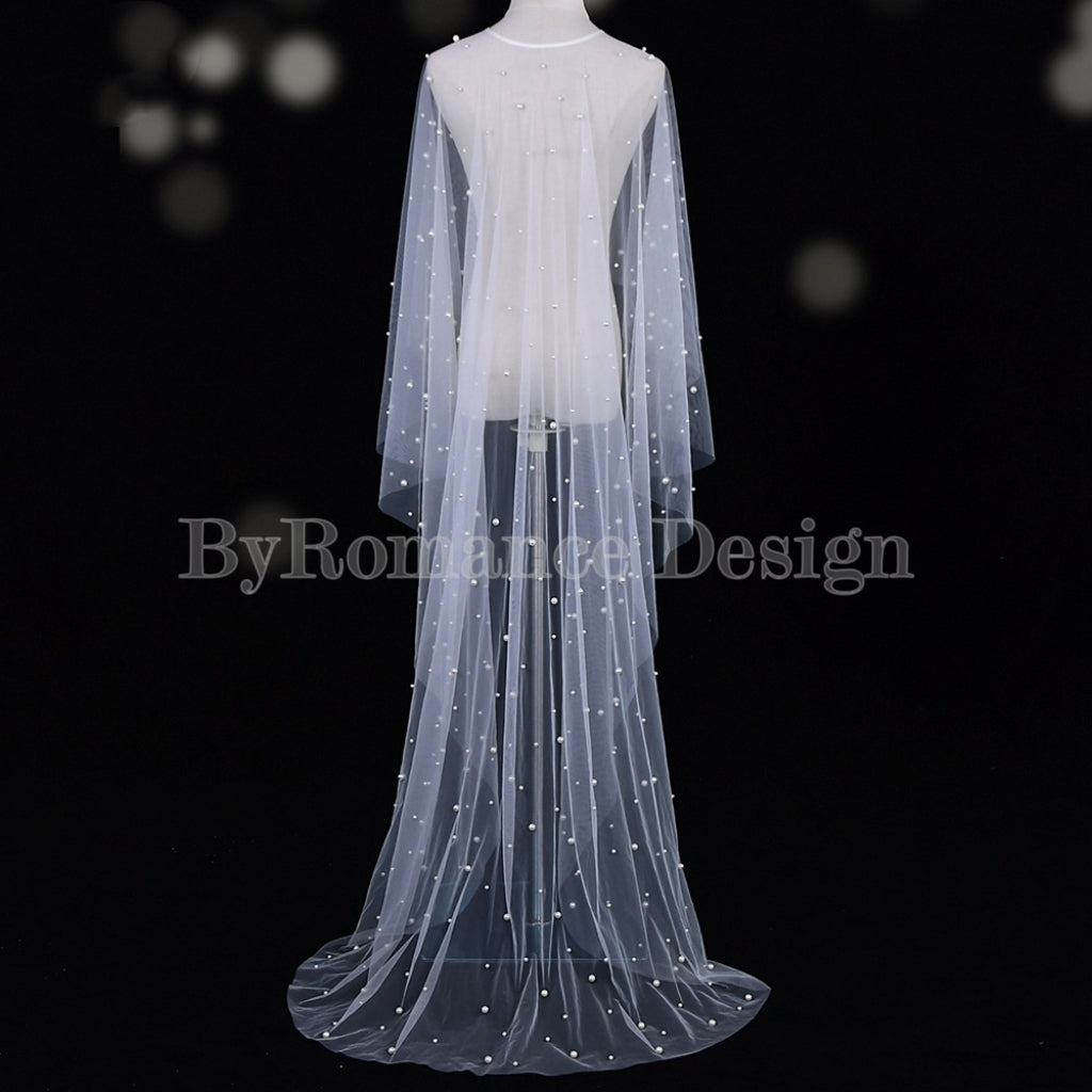 Wedding veil, dress topper ,pearl up top