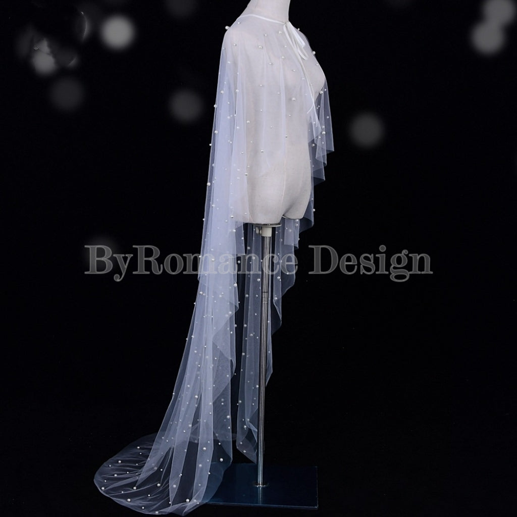 Wedding veil, dress topper ,pearl up top