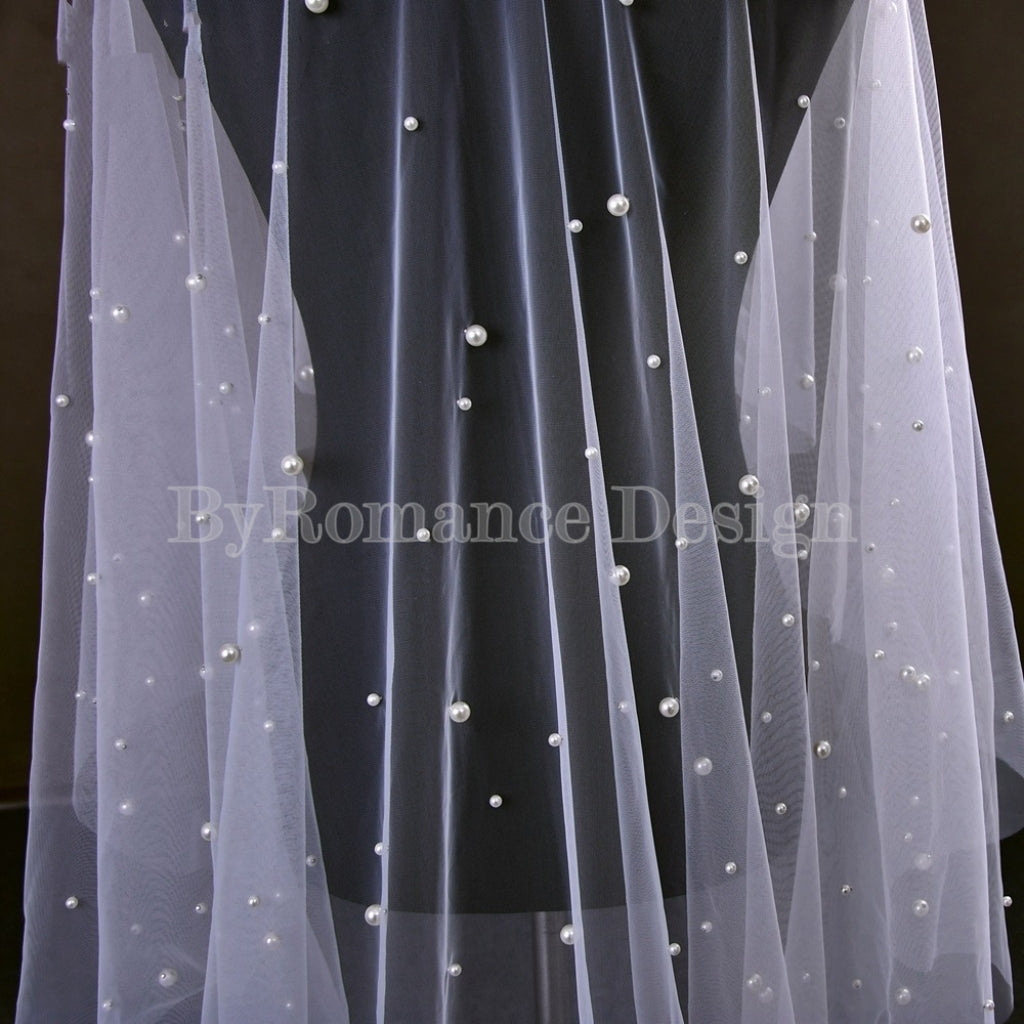 Wedding veil, dress topper ,pearl up top