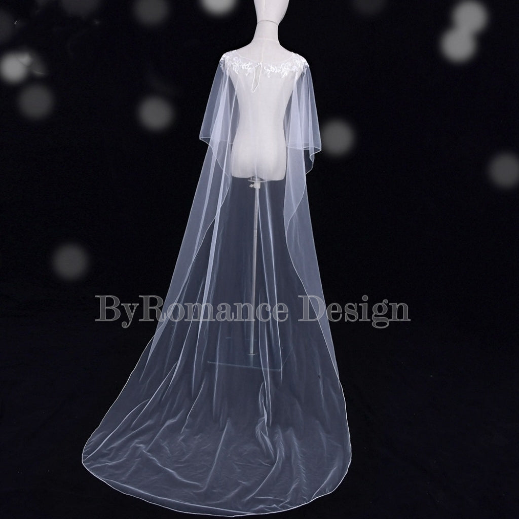 EMALZBY Boho Wedding veil, shoulder cape veil,tulle wedding cape