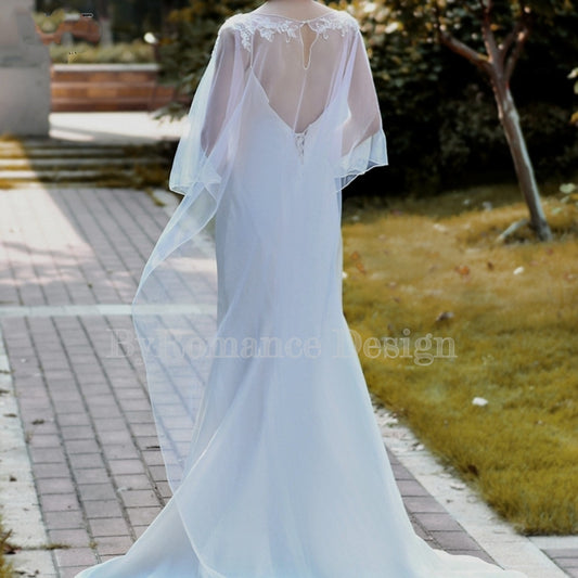 EMALZBY Boho Wedding veil, shoulder cape veil,tulle wedding cape