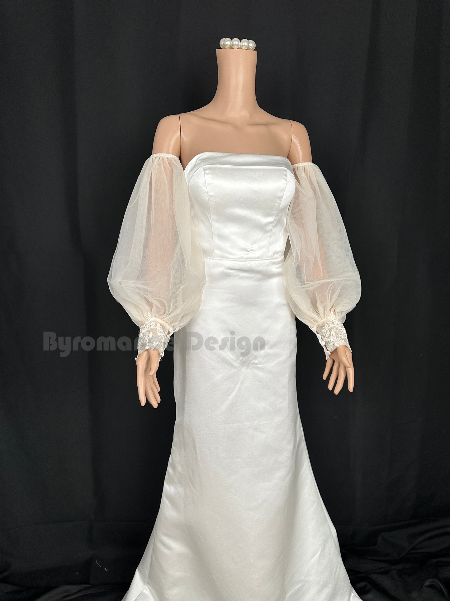 EMALZBY almond color tulle detach wedding sleeve, waist ornament boho flower bridal sleeve