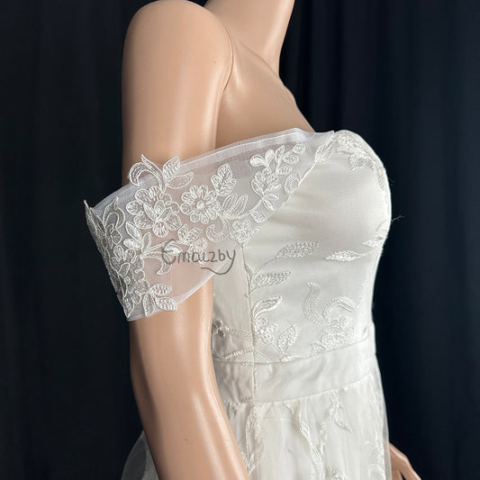 EMALZBY wedding dress straps ,Lace Detachable Wedding Dress Straps,tulle bridal straps BYRDWS1001