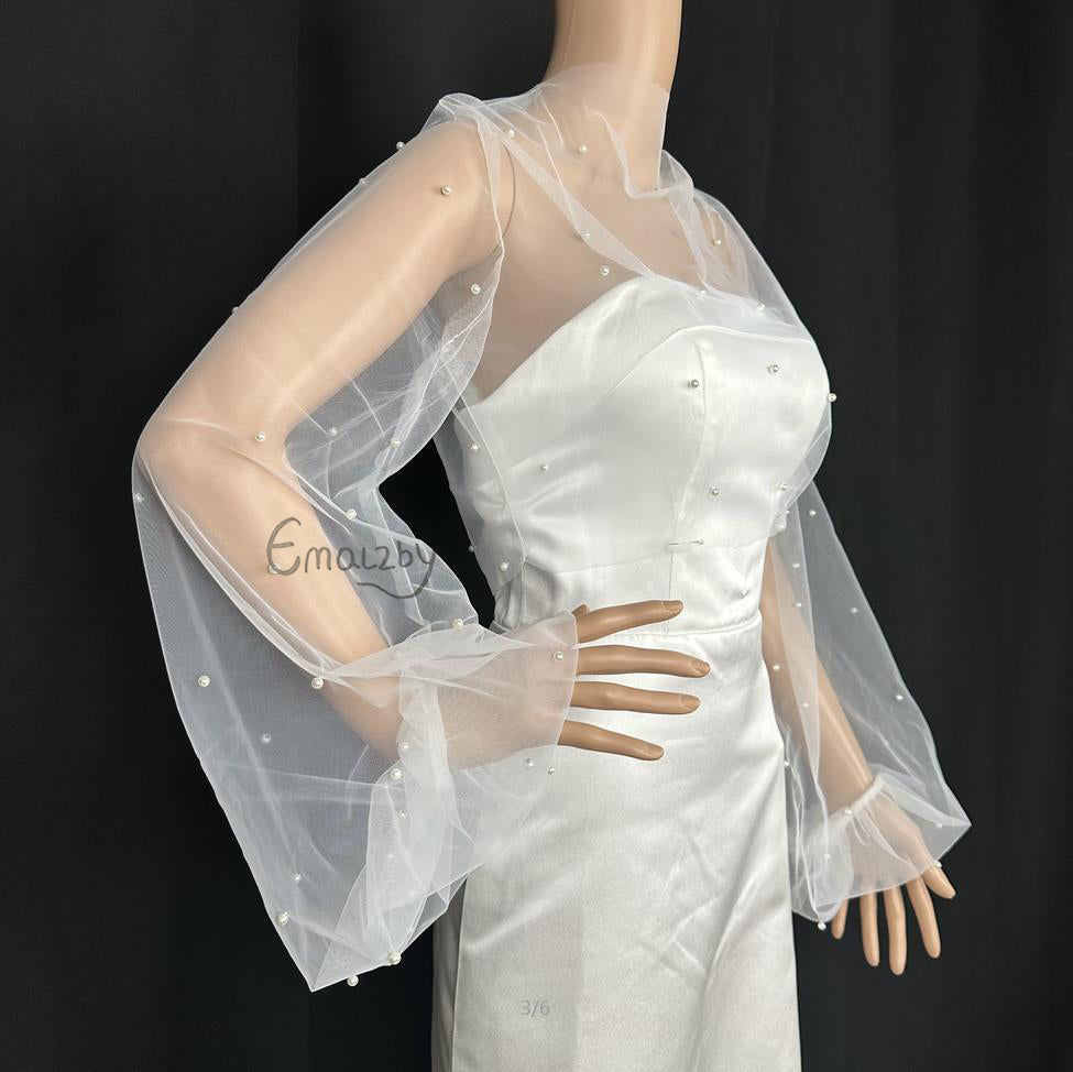 EMALZBYpearl bridal shoulder cape veil,shoulder veil wedding,shoulder veil for wedding dress