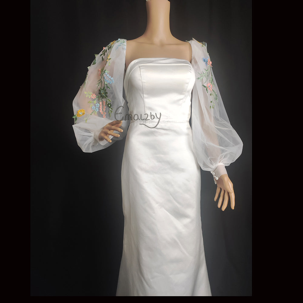 long puffy wildflower wedding sleeves,detachable off shoulder bridal sleeves BYRDSL107