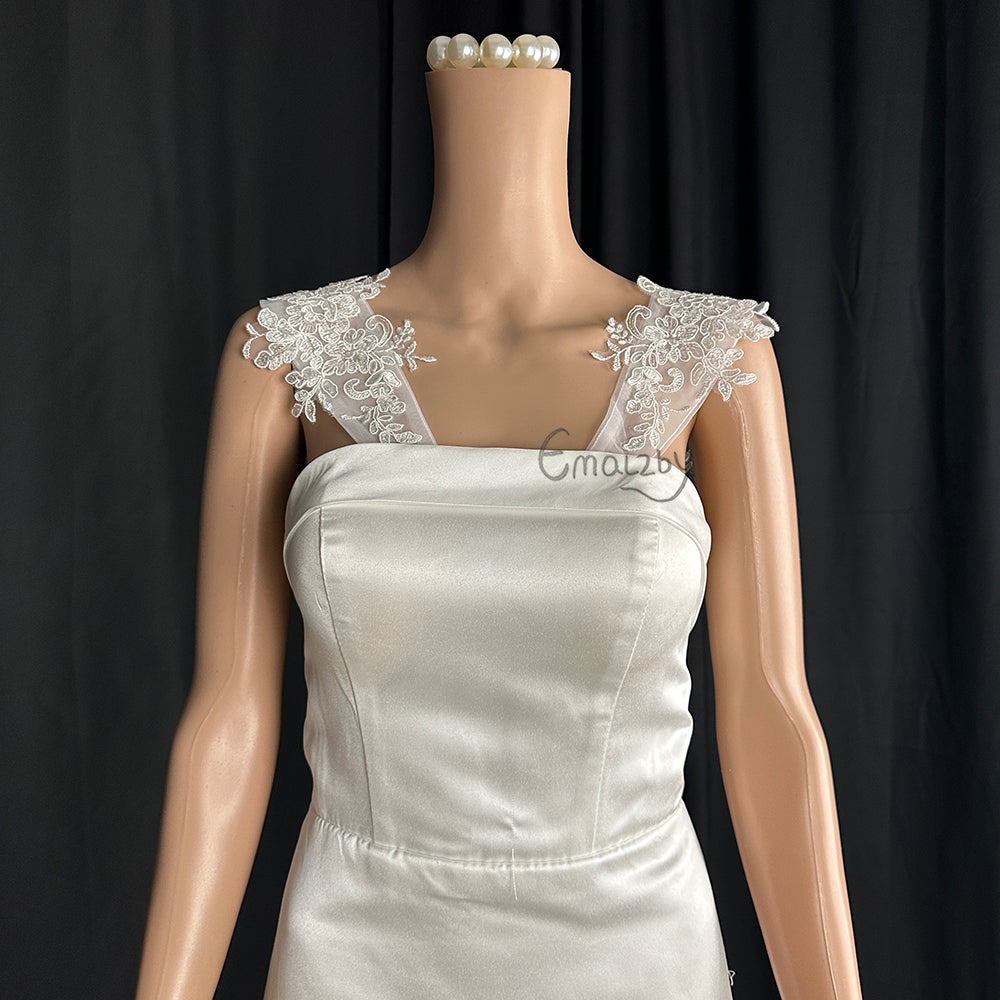 Lace wedding sleeves for bridal,wedding sleeves for ivory,bridal sleeves detachable,wedding dress straps BYRDSW06