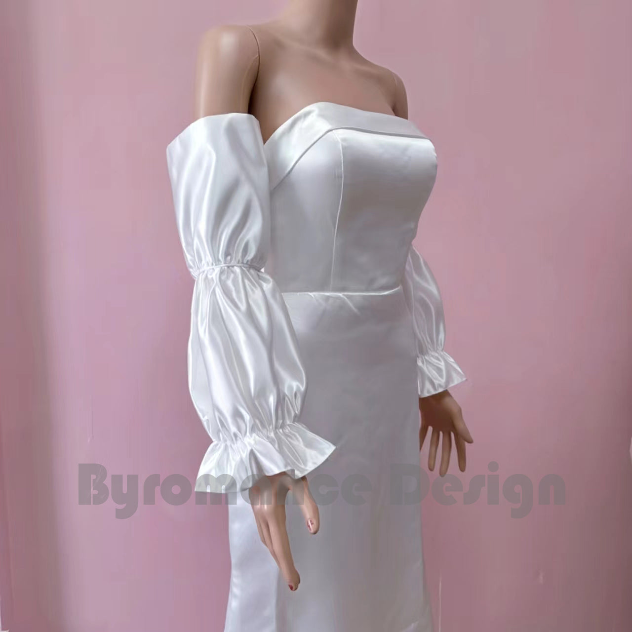 long double ring satin elastic wedding sleeves for bridal