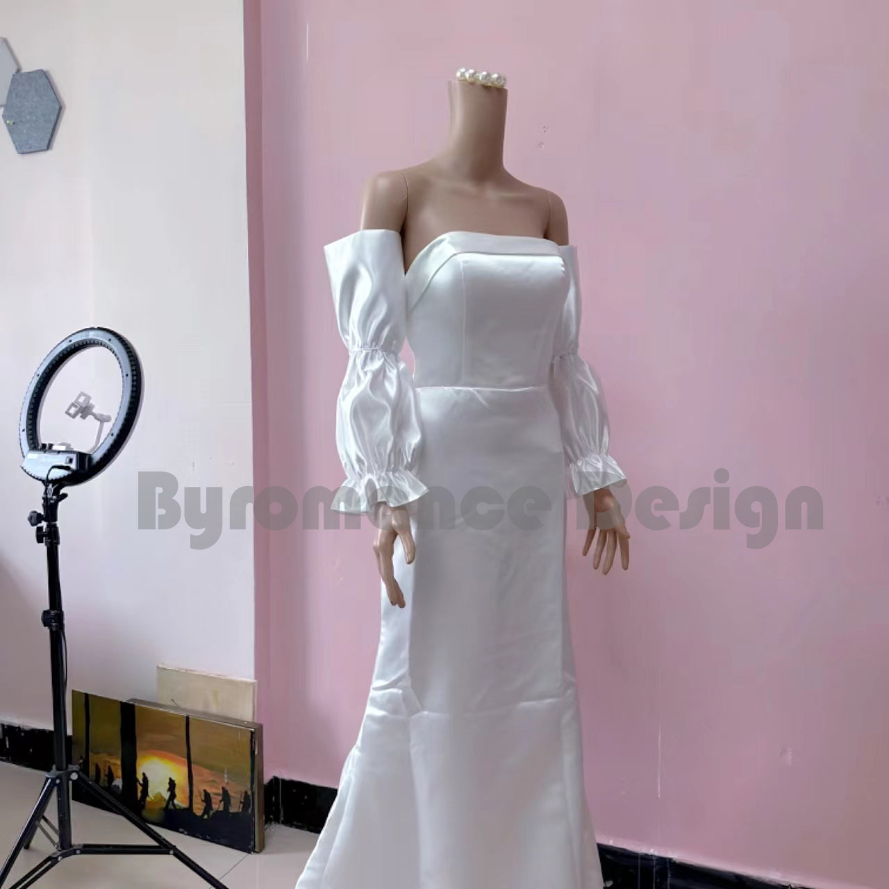 long double ring satin elastic wedding sleeves for bridal