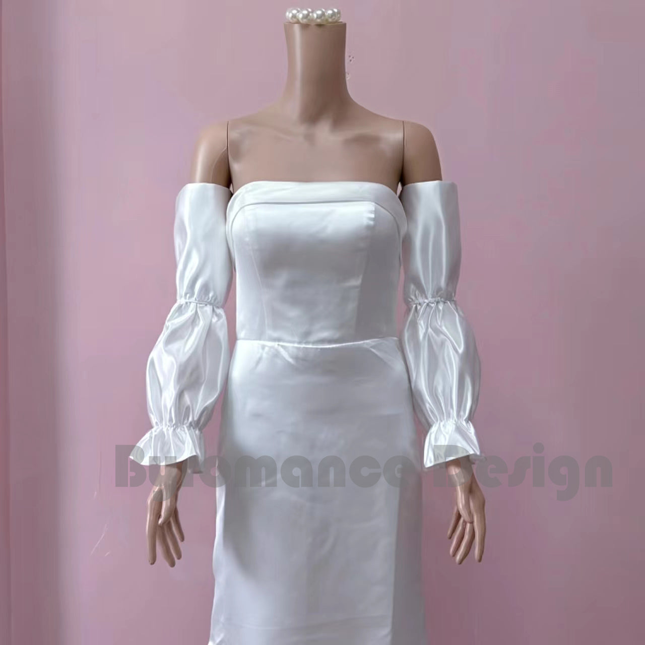 long double ring satin elastic wedding sleeves for bridal