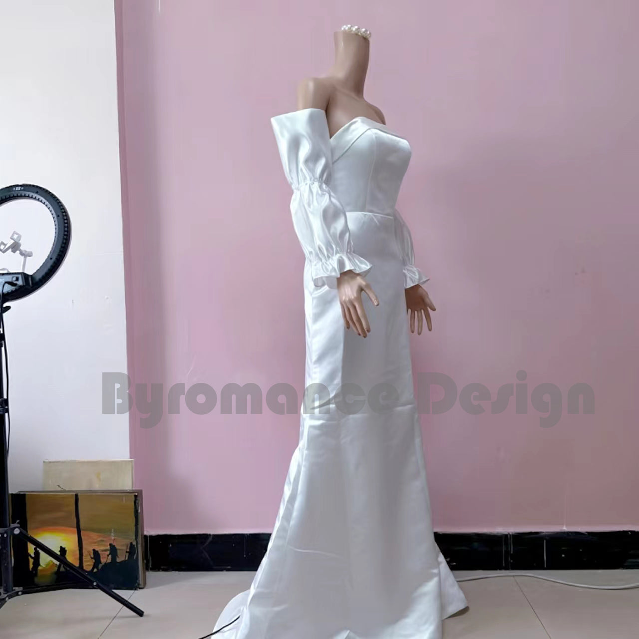 long double ring satin elastic wedding sleeves for bridal
