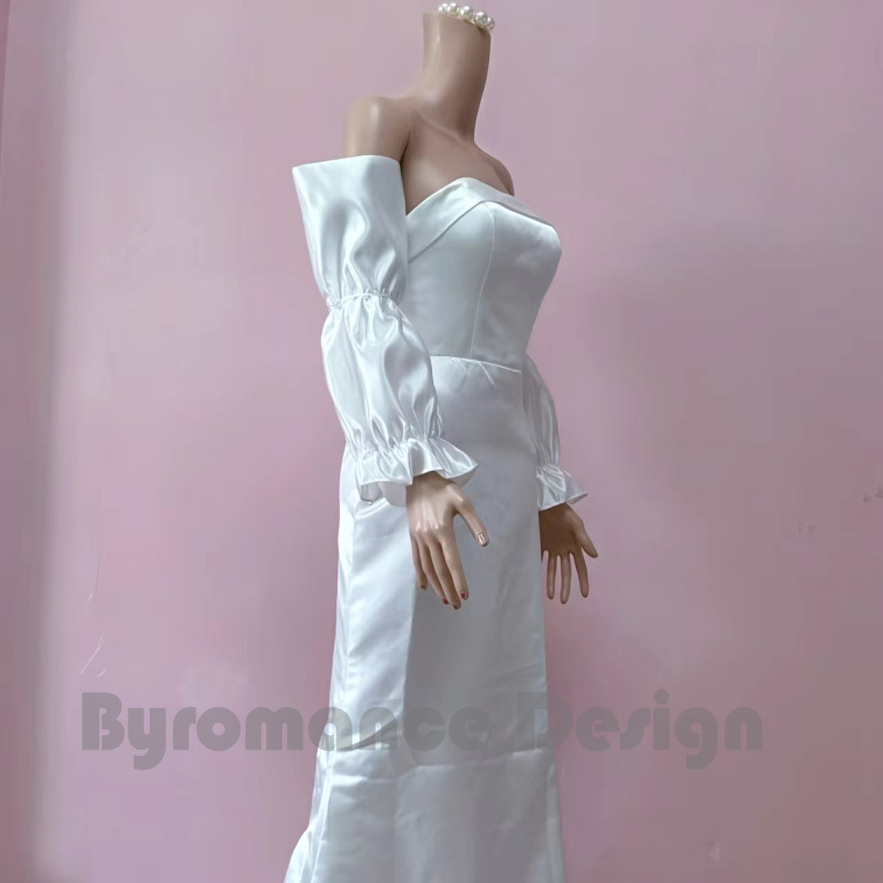 long double ring satin elastic wedding sleeves for bridal