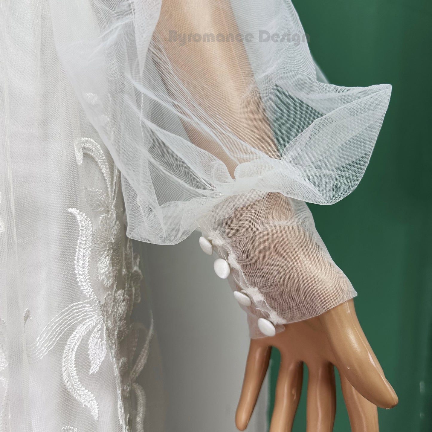 EMALZBY BOHO sheer tulle LONG detach wedding sleeve for bridal,tulle sleeves BYRD35
