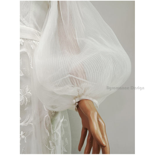 long puff tulle boufancy romantic wedding dress sleeve