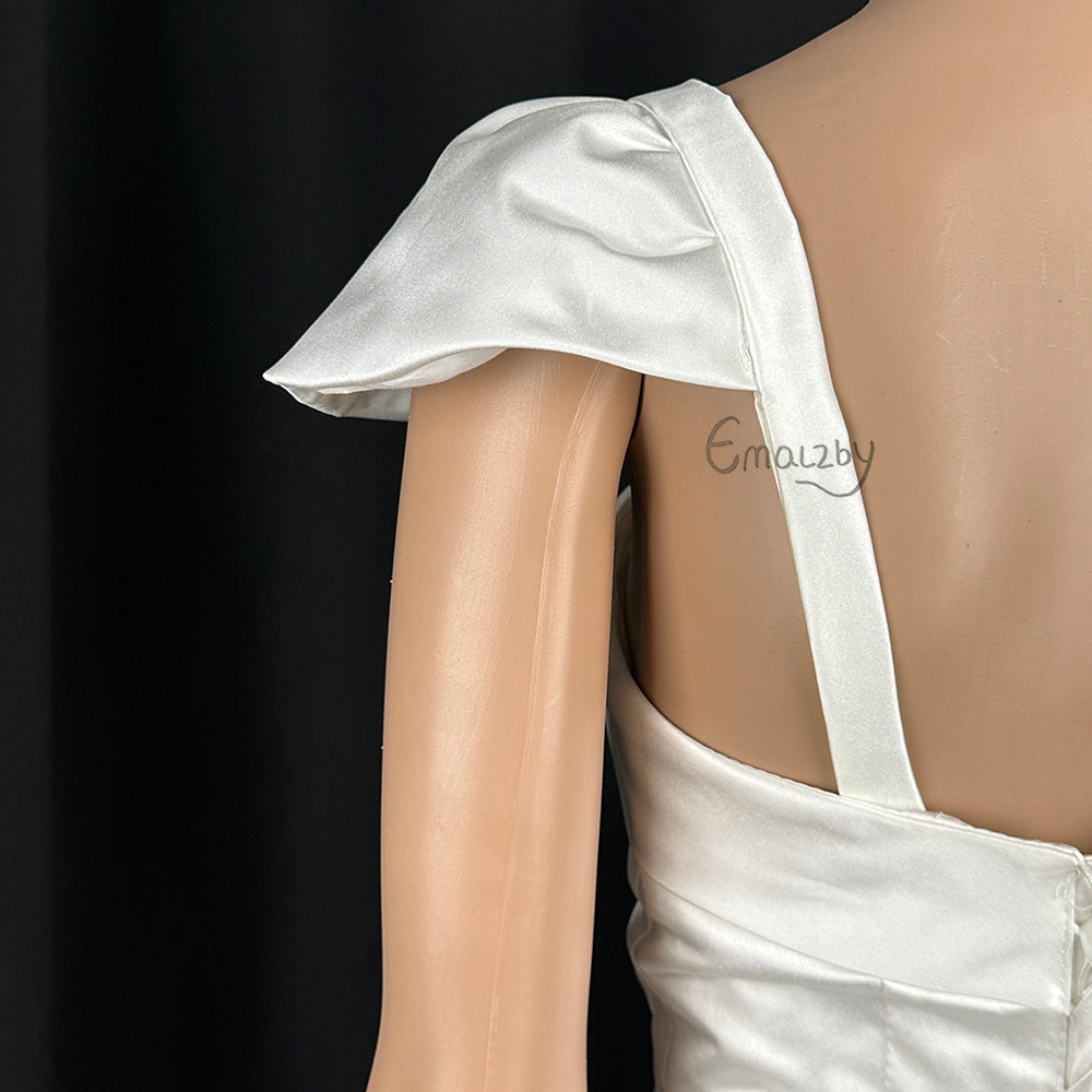 Detachable satin Cap Straps, Detachable satin Cap Sleeves, Detachable Sleeves,Wedding Straps, Covers ivory BYRDSLS110