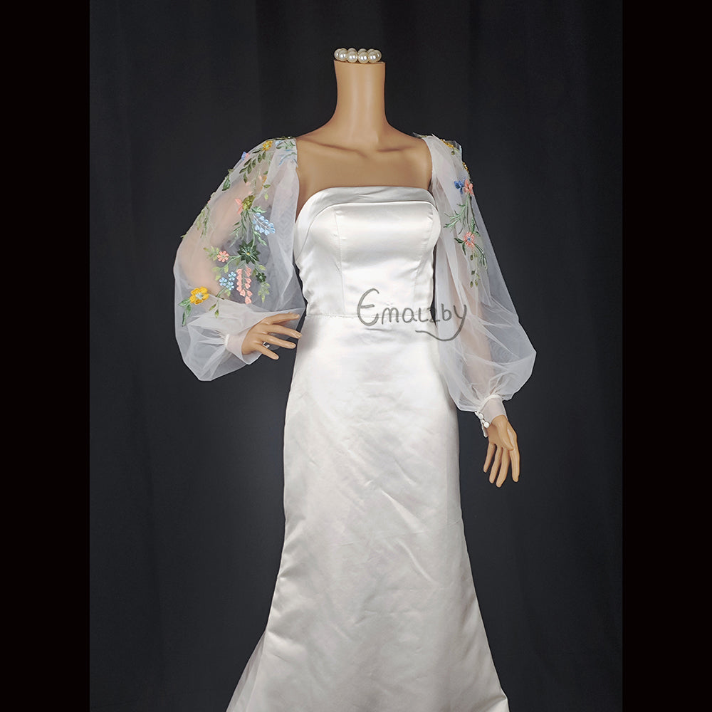 long puffy wildflower wedding sleeves,detachable off shoulder bridal sleeves BYRDSL107