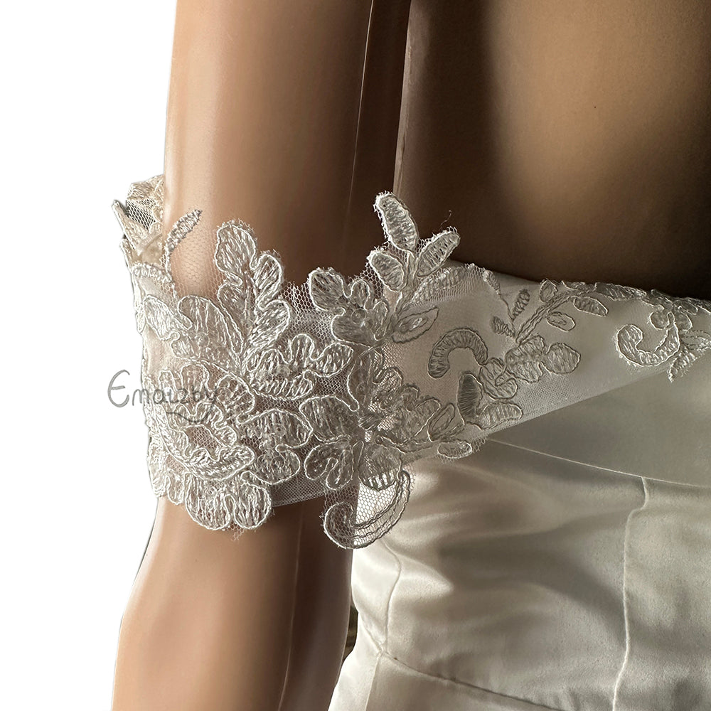 Lace wedding sleeves for bridal,wedding sleeves for ivory,bridal sleeves detachable,wedding dress straps BYRDSW06