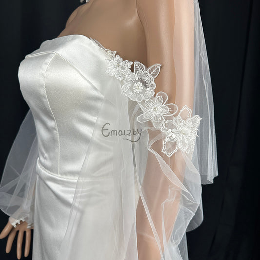 EMALZBY dream flower wedding dress sleeves, detachable sleeves for wedding dress,bridal gift BYRD110