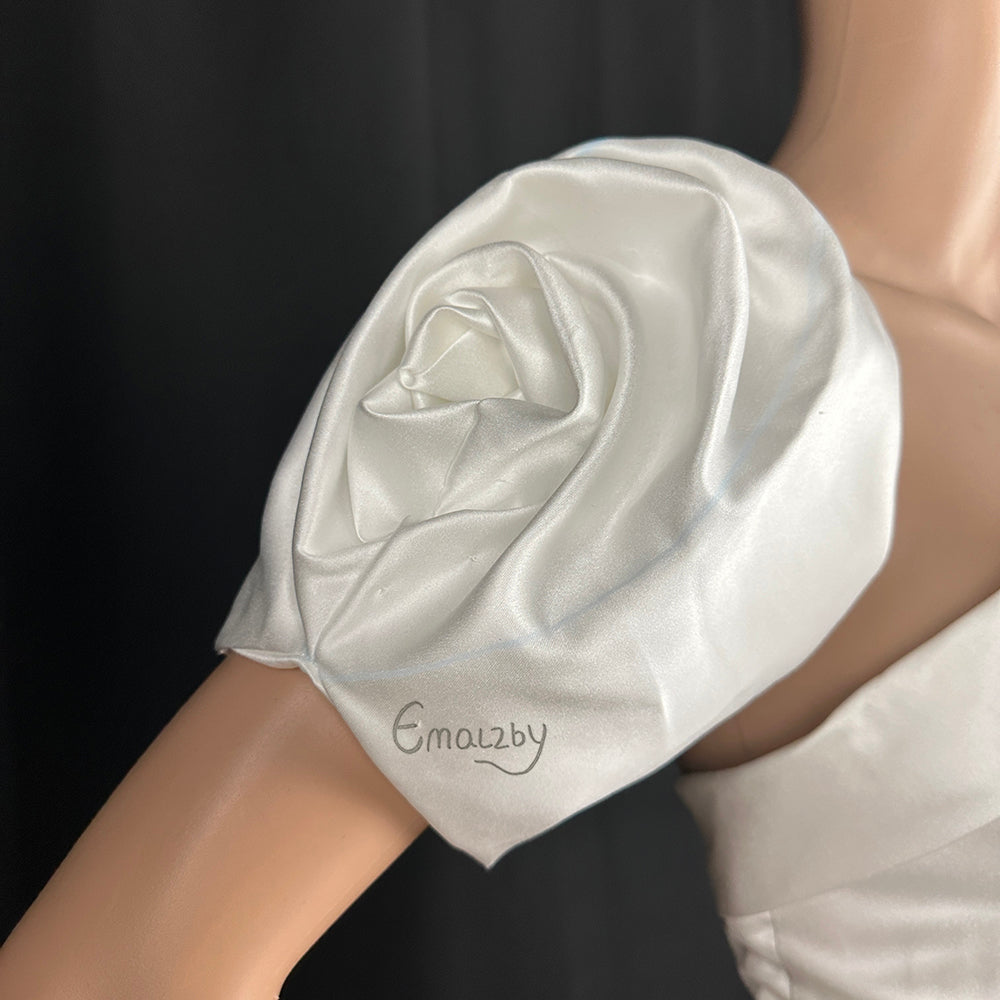 Detachable satin Cap Sleeves, Wedding Dress rose Sleeves,  Bridal Straps,Dress Straps ,rose sleeves,satin sleeves BYRDSLS109
