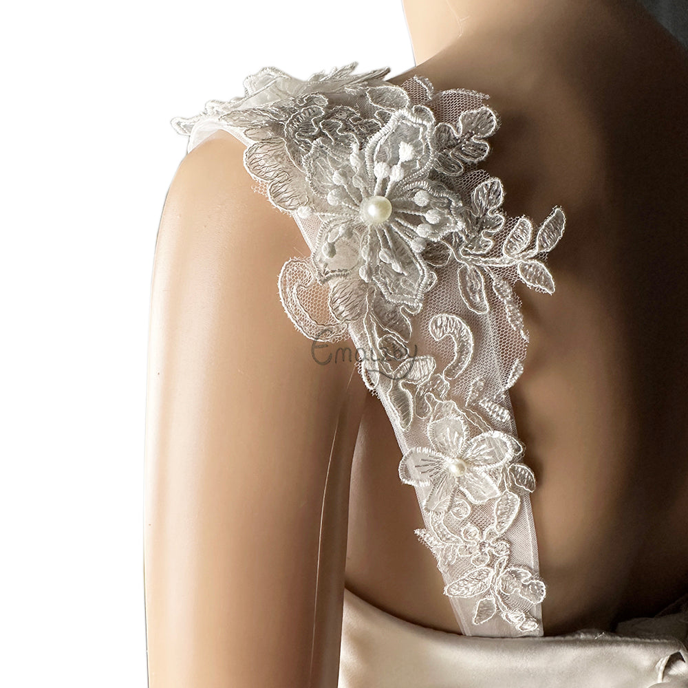 Lace flower butterfly wedding dress straps add on.detachable sleeves for bridal  lace BYRDSW07