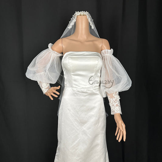Removable bridal sleeve for wedding dress , wedding day bridal sleeve,detached lace wedding sleeve BYRDSL81
