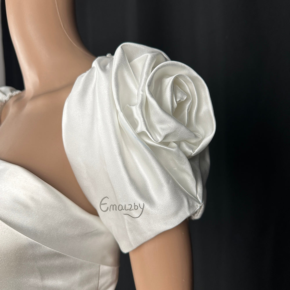 Detachable satin Cap Sleeves, Wedding Dress rose Sleeves,  Bridal Straps,Dress Straps ,rose sleeves,satin sleeves BYRDSLS109
